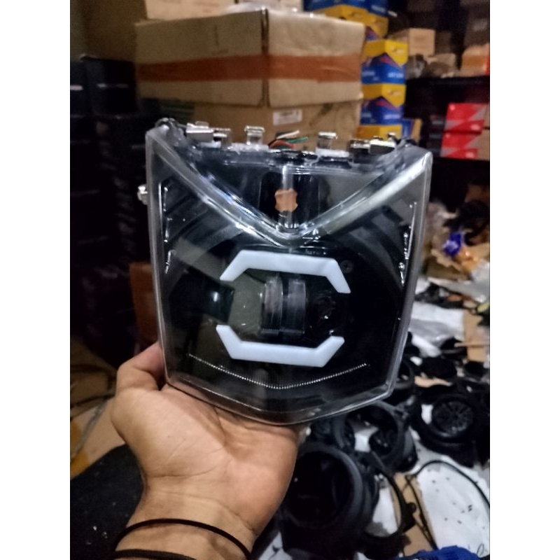 Headlamp Reflektor Batok Kepala Lampu Depan Beat Fi 2012 2013 2014 2015 Custom Lampu Tembak LED Mode