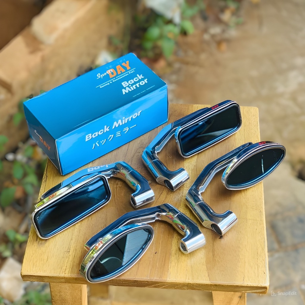 SPION TANDUK DAY IMPORT MODEL BLADE KOTAK OVAL DAY POSH JAPAN IMPORT KACA BIRU FUL BESI CROM PNP SPI