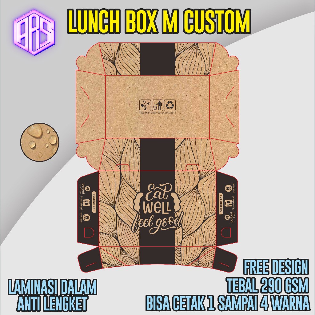 Lunch Box  Custom Size M Cetak Print Logo Merek Box Makanan