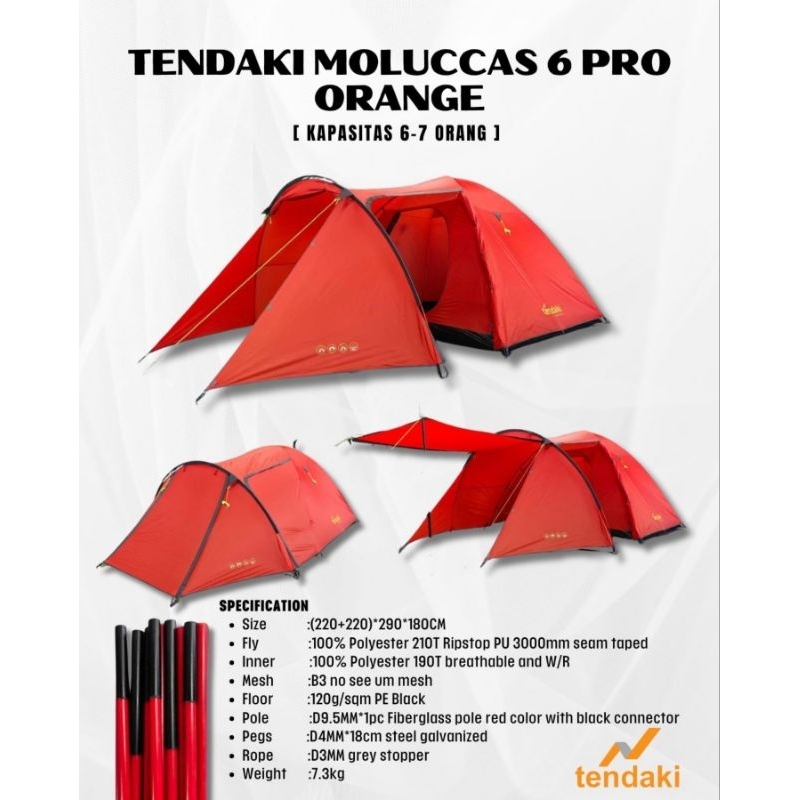 TENDA CAMPING TENDAKI MOLUCCAS 6 - 8 ORANG TENDA DOME FAMILY KELUARGA OUTDOOR HIKING PENDAKI