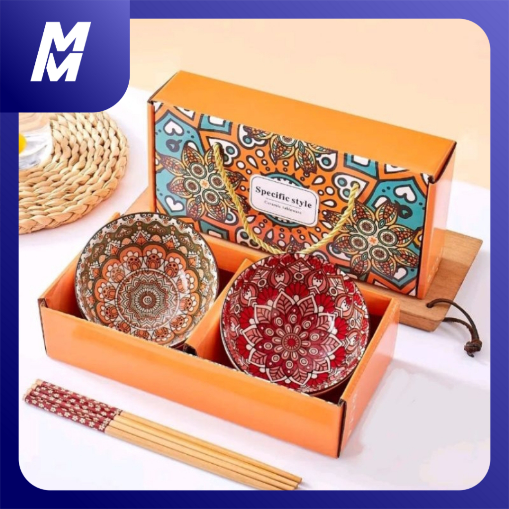 Mangkok Keramik isi 2 / Mangkok Jepang Korea Keramik Set / Hampers Mangkok Korea Set