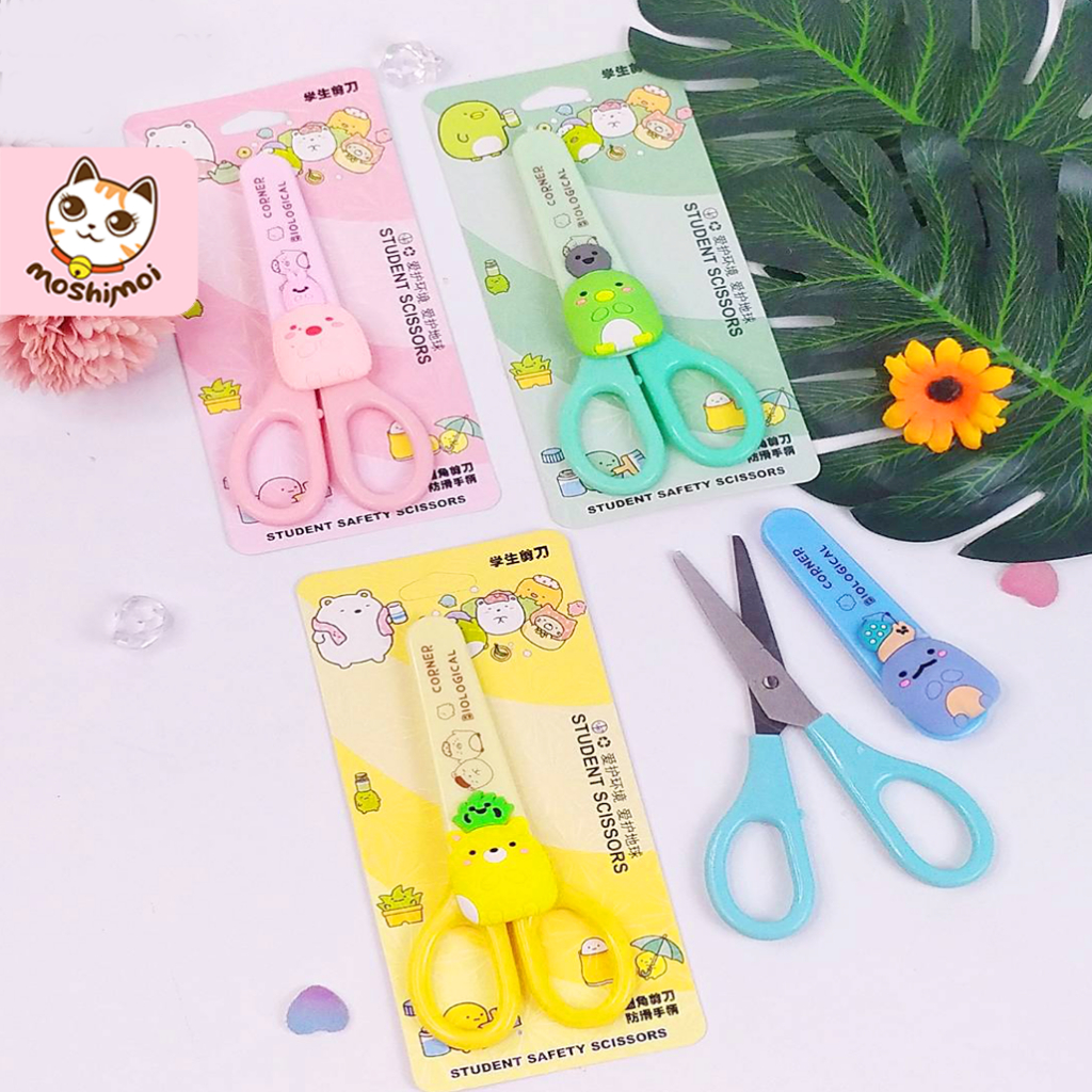 

Gunting Anak Mini / Scissors/Gunting+Tutup Tempelan Animal Bulat Karet