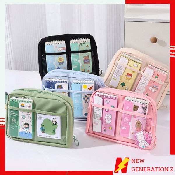 

NGZ Tempat Pensil 12 Sekat Kotak Pensil Model Polos Bahan Kanvas Ukuran Jumbo Pouch Tempat Alat Tulis 90° Kapasitas Besar Perlengkapan Sekolah Kantor 12 Layers