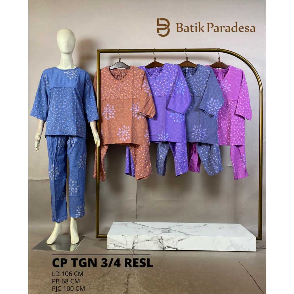 Daster Batik Pekalongan Daster Busui Setelan Celana Panjang Tangan 3/4 Resleting All Size Batik Para