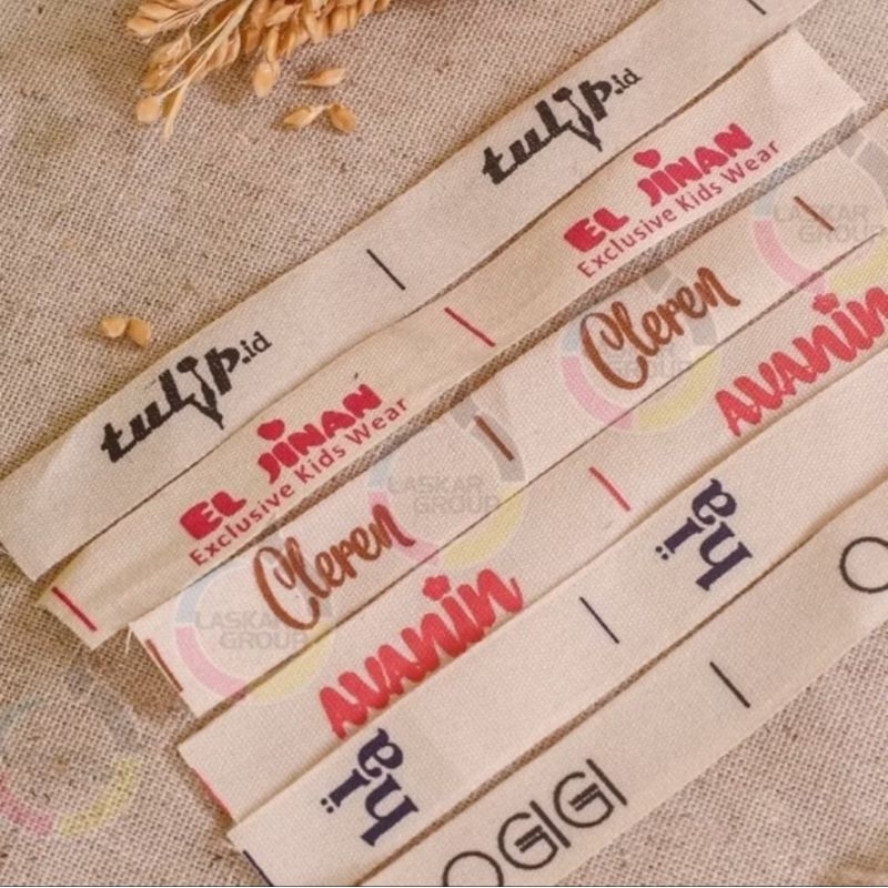 free cuting 100 pcs Cetak satu warna,label katun piterban /label baju custom lembut/ label kerudung,