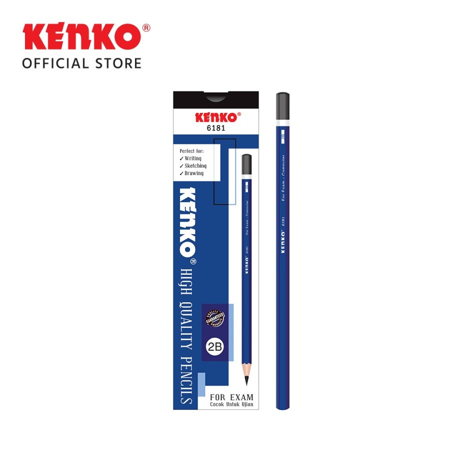 

KENKO PENCIL / Pensil Kayu 2B-6181 Biru Cap Hitam 12 PCS