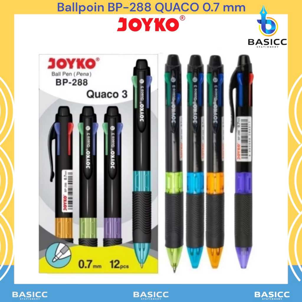

Joyko Ball Pen Pulpen Pena BP-288 Quaco 0.7mm 4 Warna | @1Pcs
