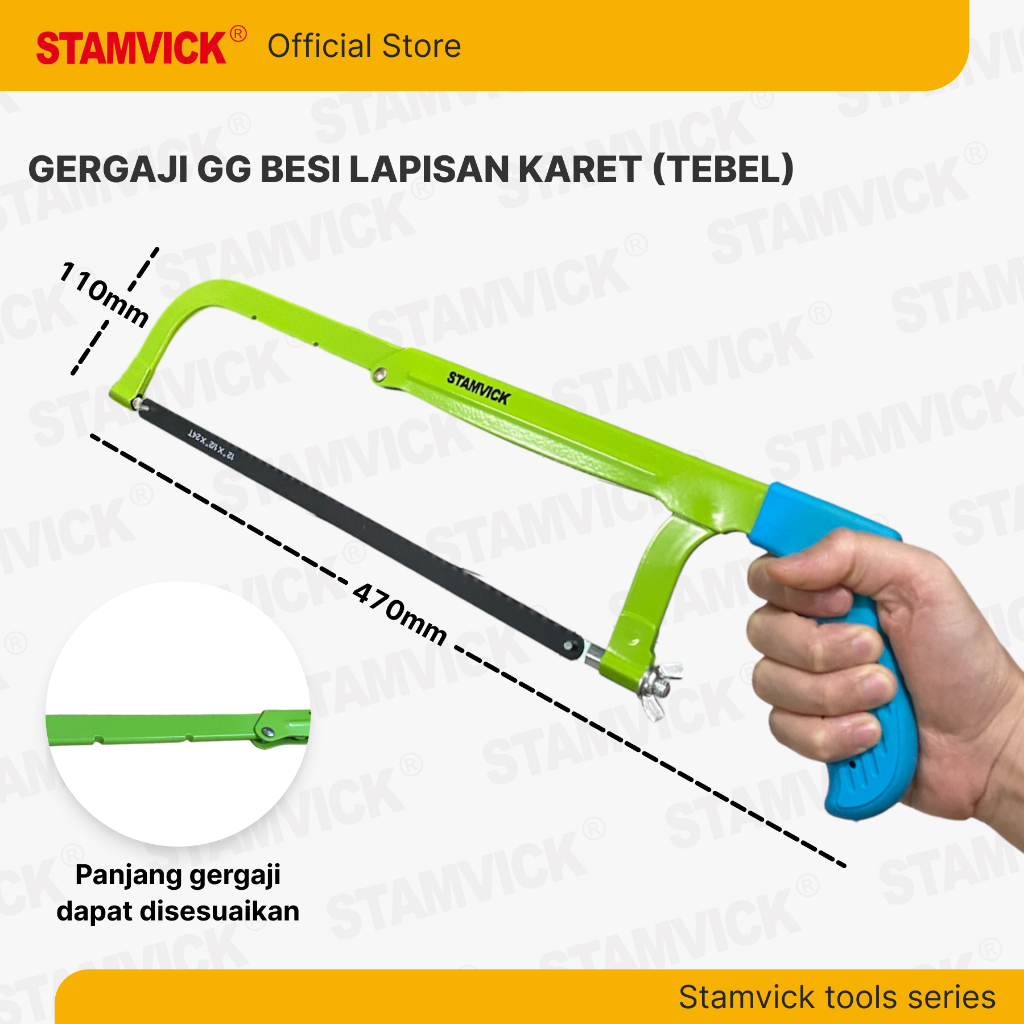 Gergaji Besi + Gagang Karet Stamvick Type Jepang- Gagang Gergaji Besi / Stamvick Hacksaw Frame 12"