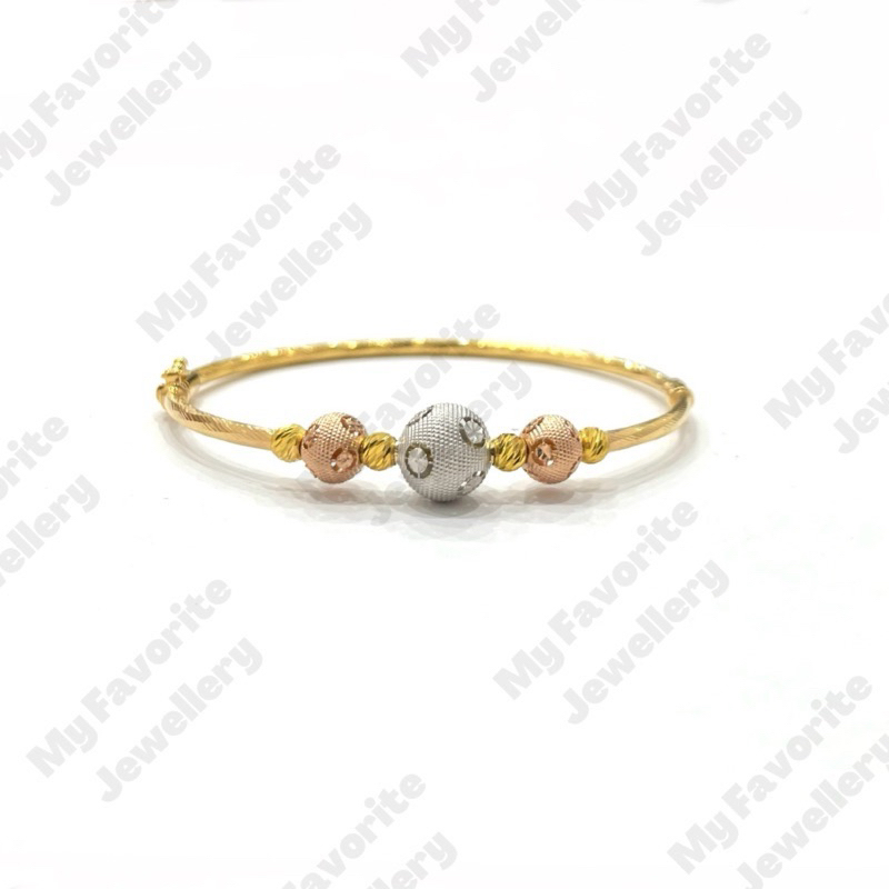 Gelang Bangle Bola-bola Pasir Emas Asli Kadar 700 16K