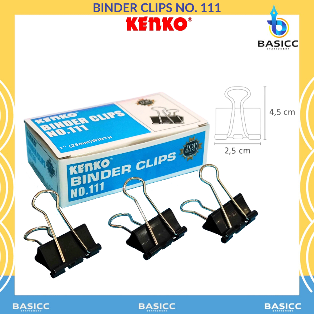 

Kenko Binder Clip 25 mm Klip Penjepit Kertas No.111 | @1Box=12Pcs