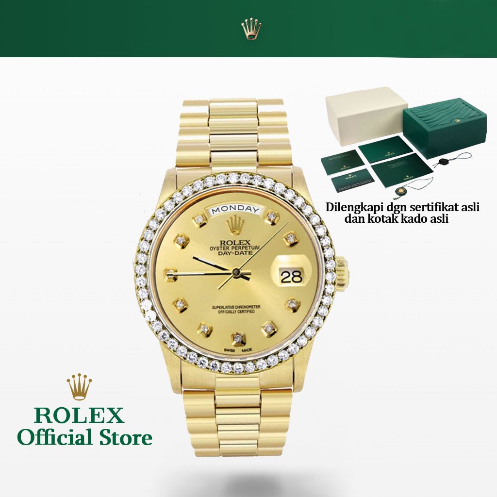 Rolex 100% asli Rolex Day-Date Jam Tangan Wanita Rolex Day-Date Presidential 18238 18K Yellow Gold D