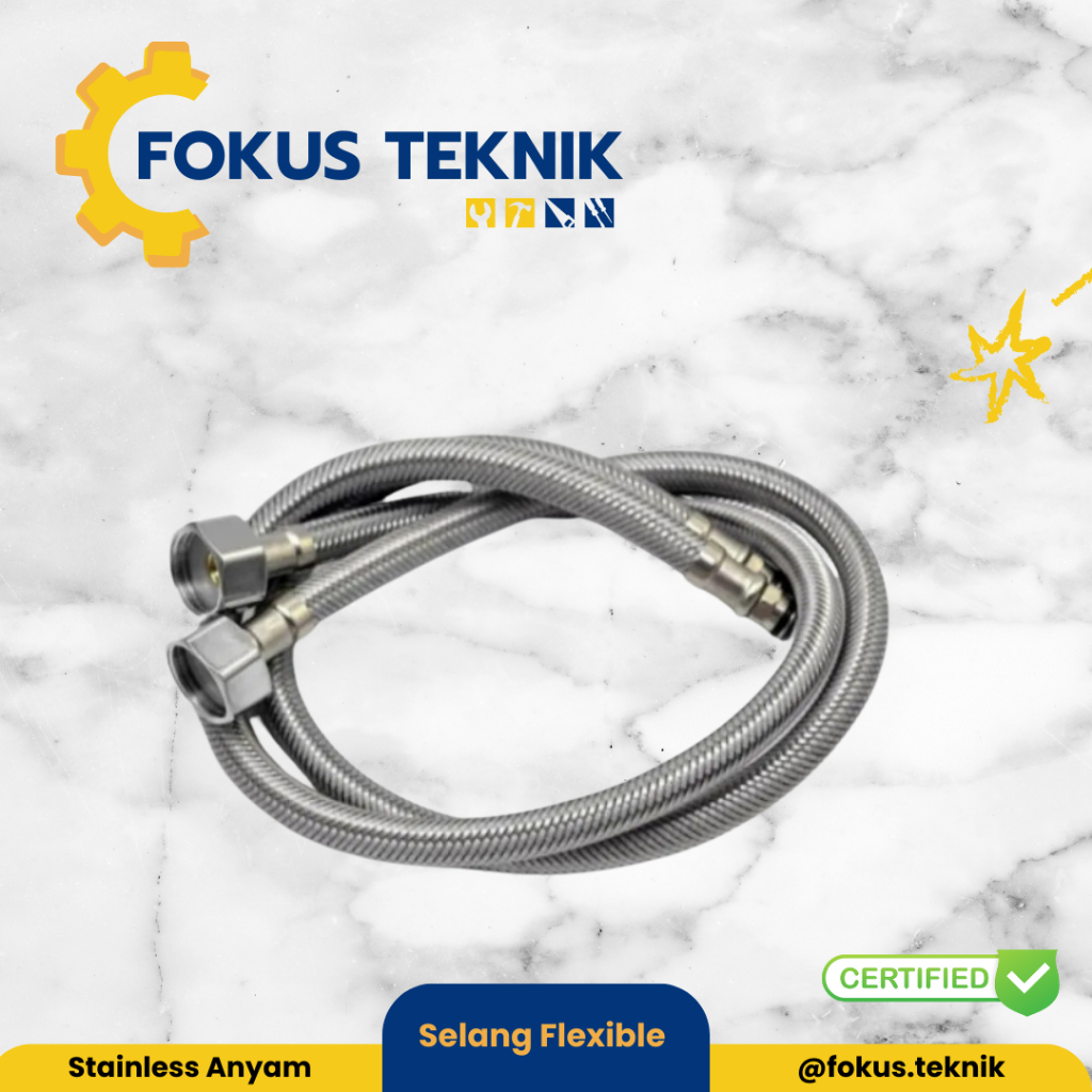 Selang Fleksible Air Panas Hose Flexible Stainless Wastafel Water Heater WC 60 Cm