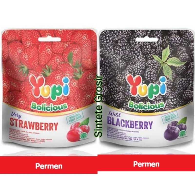 

Yupi Permen Gummy Bolicious Strawberry & Blackberry isi 40 gram