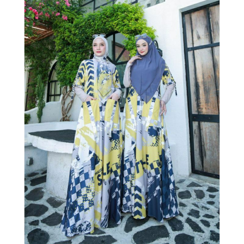 Aghnia Sporty Set Scarf by Haliza | Gamis Motif | Gamis Set Scarf | Haliza | D'hijab of Mey
