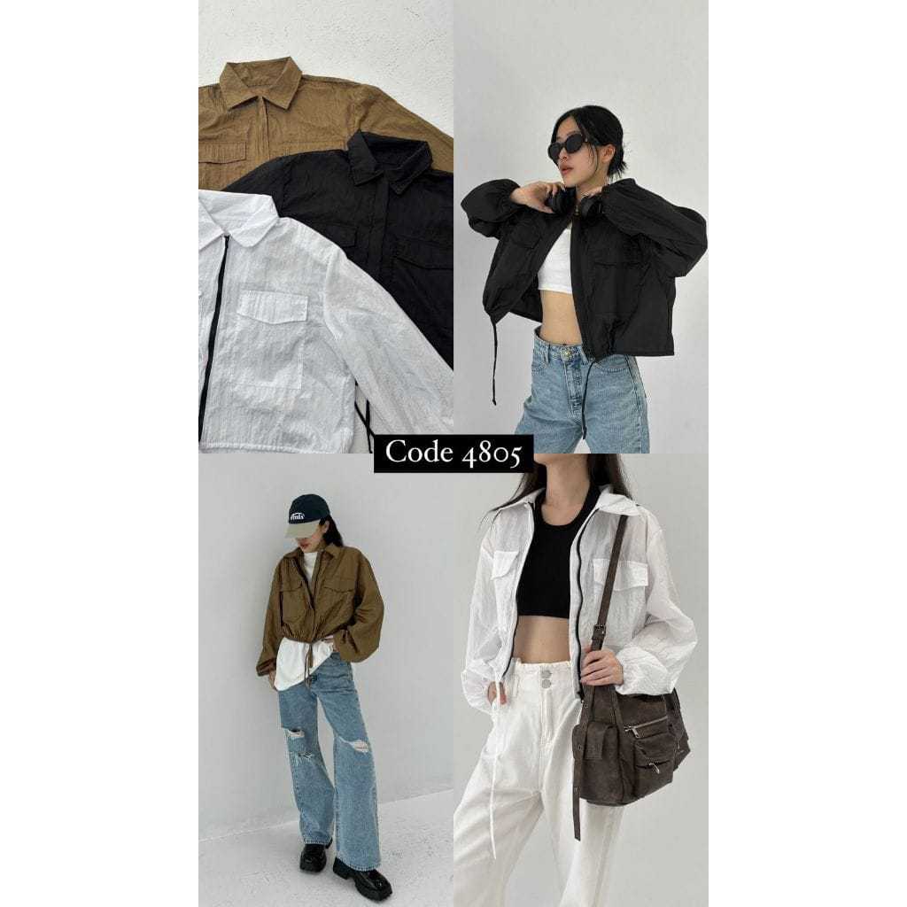 Crop Jacket - Jaket Parasut Wanita - Army