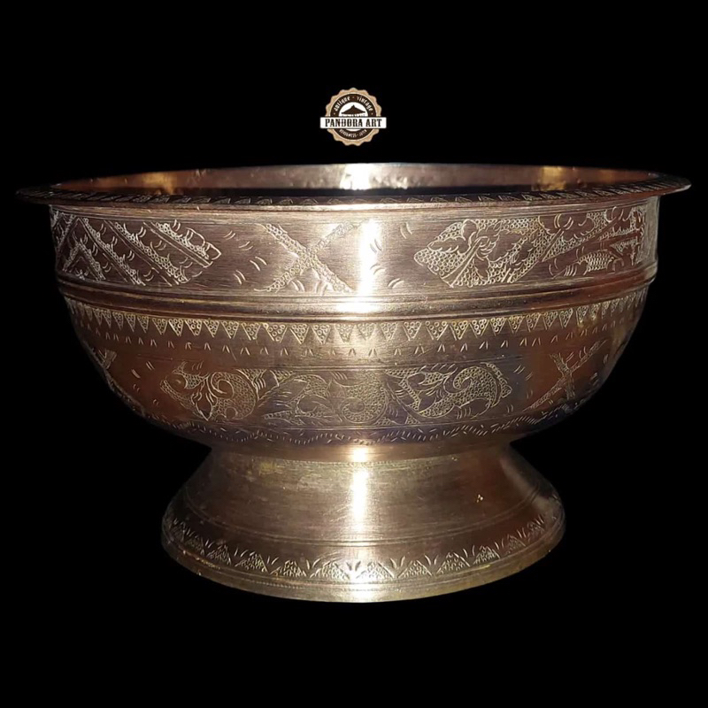 Bokor kuningan ukir KUNO ( B629 )