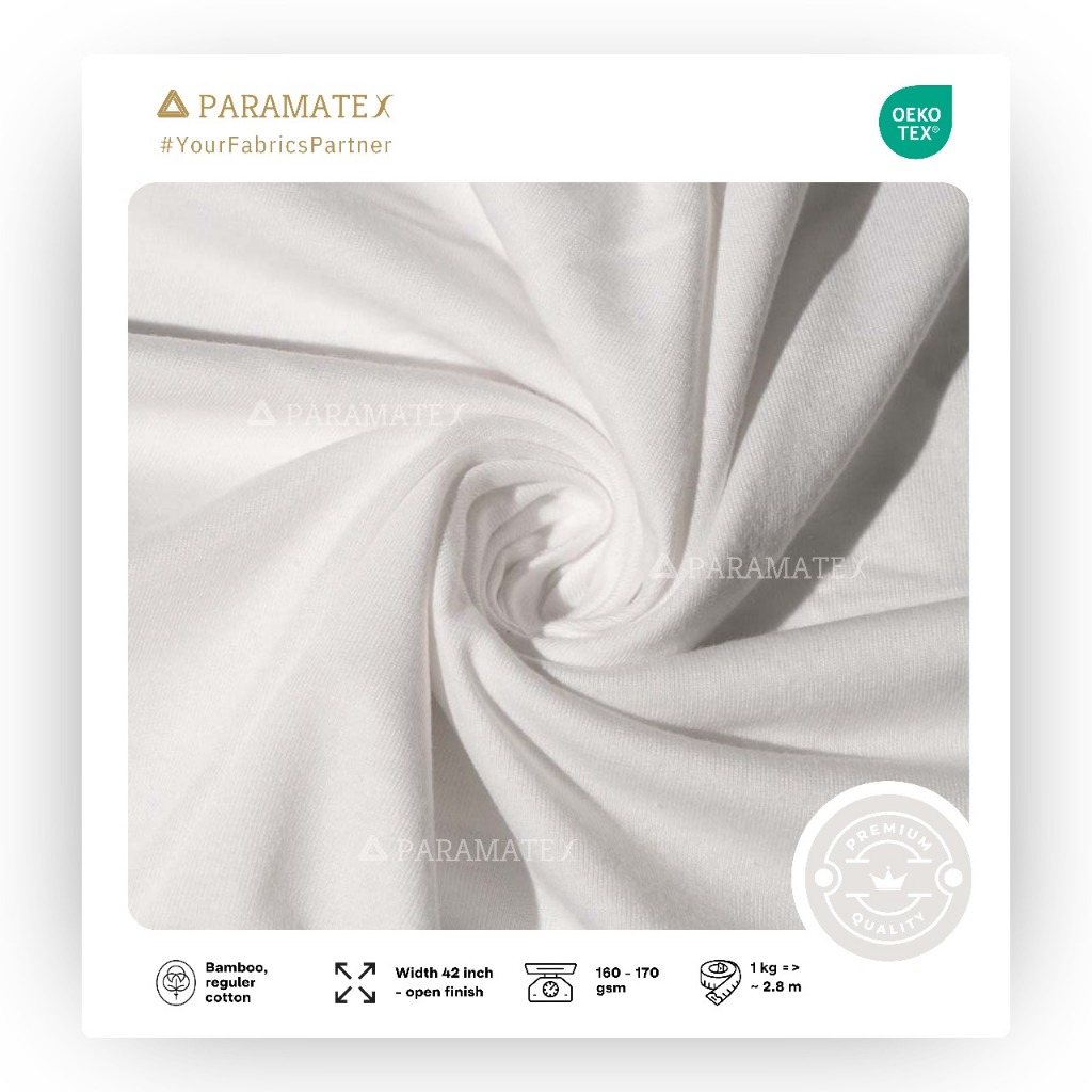 Paramatex Bahan Kain Kaos Bamboo Cotton 30s Sustainable Fabric Per Kg