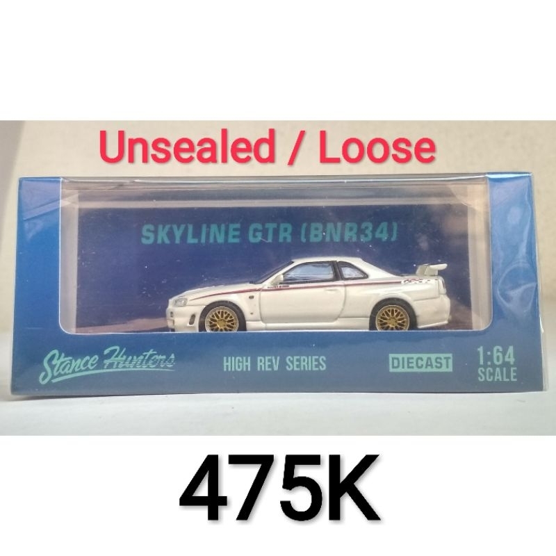 Diecast Mini Scale 64 Stance Hunters R34 Nissan Skyline BNR34 Nismo Putih