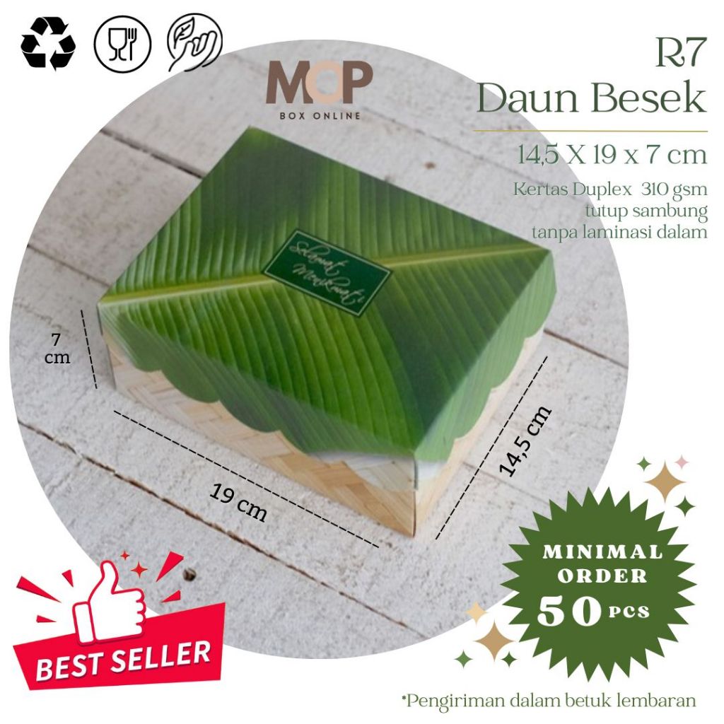 Kotak 14x19 R7 DAUN BESEK Daun Pisang Kotak Martabak Terang Bulan 19x14 Box Nasi Katering Murah Keki