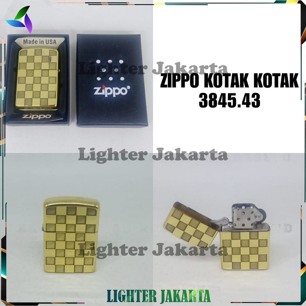 Korek Api Minyak Zippo Gold Motif Square Grid Papan Catur 3845-43 ARRASYID
