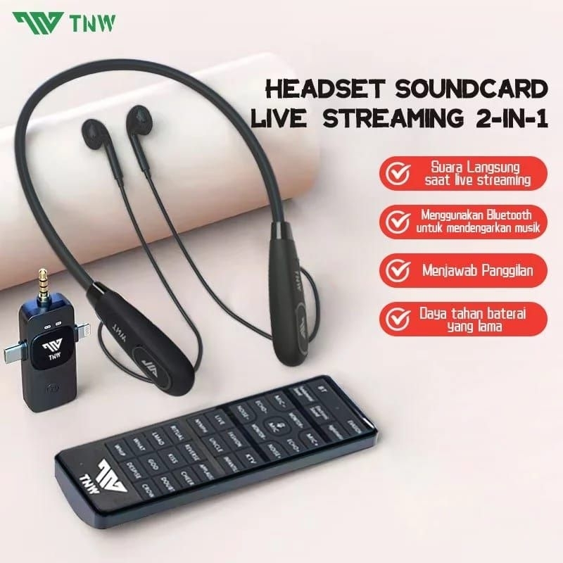 Tnw S20 Live Sound Card Microphone 2in1 Wireless Clip on Mic dan Sound Card Hp