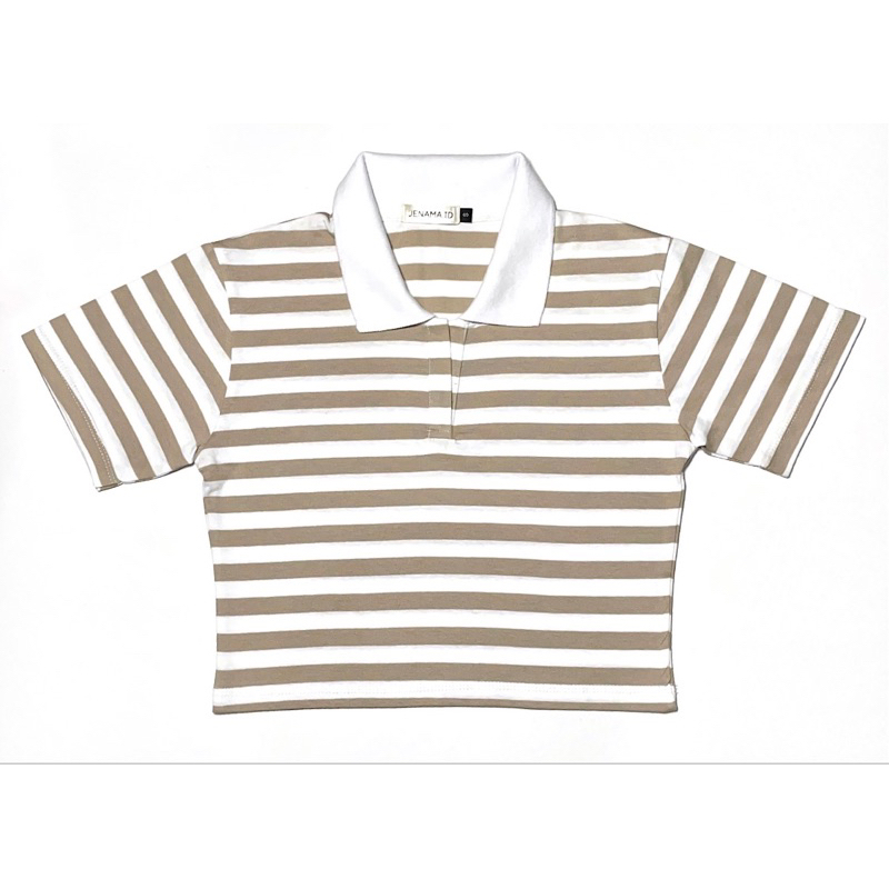 JENAMAID Baju crop top wanita kerah wangki bahan salur cotton combed 24s premium