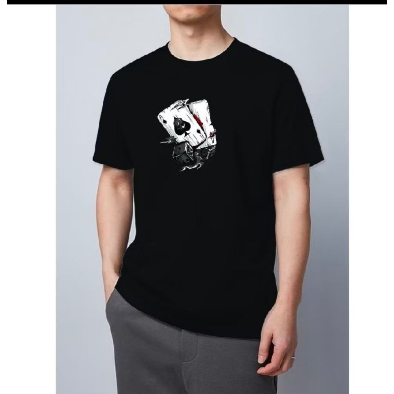 BAJU KAOS LEGAN PENDEK BERSABLON KARTU  REMI