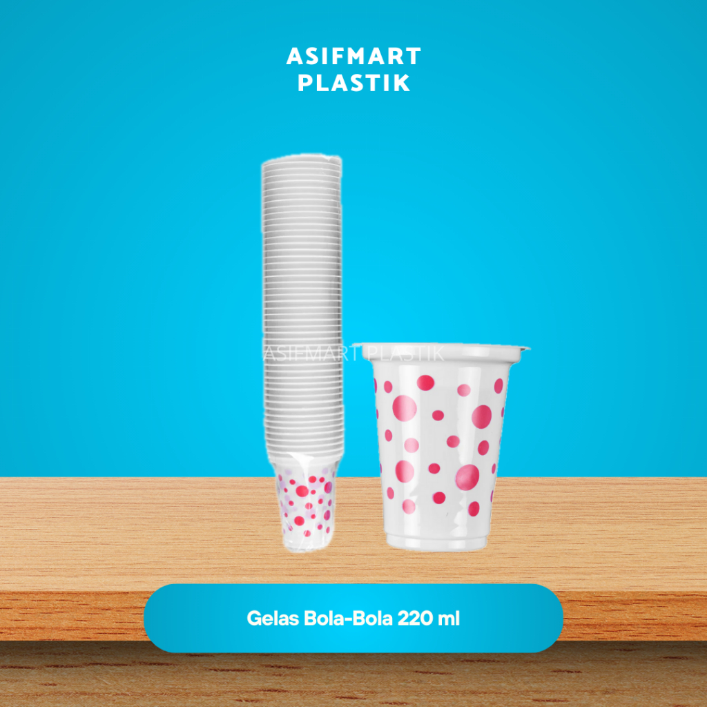 Gelas Bola Bola 220 ml Gelas Polkadot Gelas jasuke Cup Totol Cup Bintik Cup Ice cream - Royal