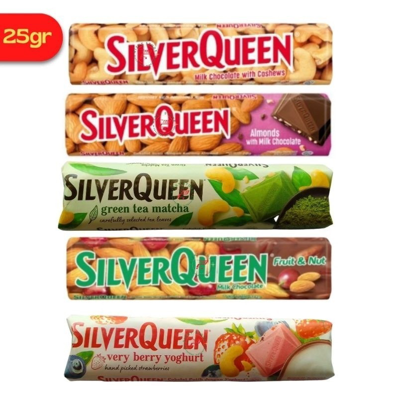 

Silverqueen chocolate cashew / chocolate almond / green tea / fruit & nut 25 gram