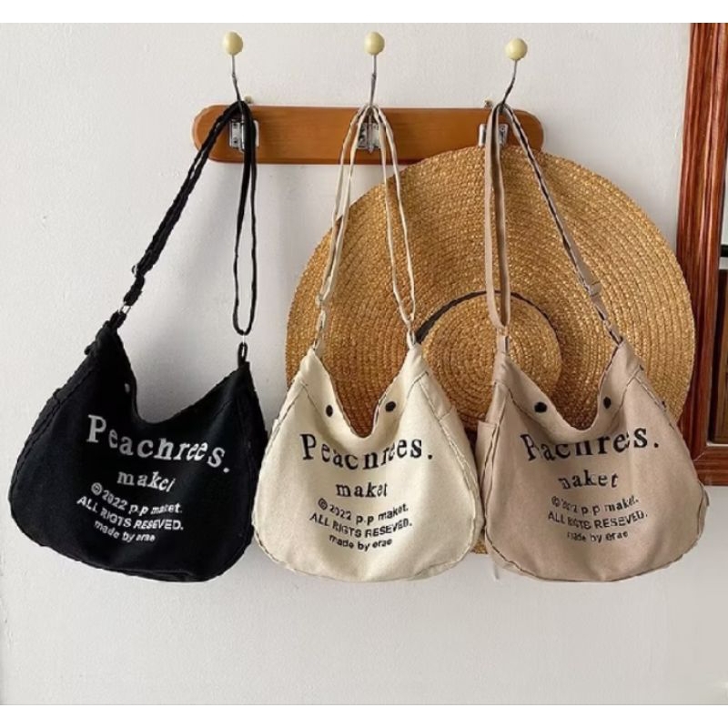 Peach Sling Bag Tas Selempang Bahu Pria dan Wanita Remaja Aesthetic