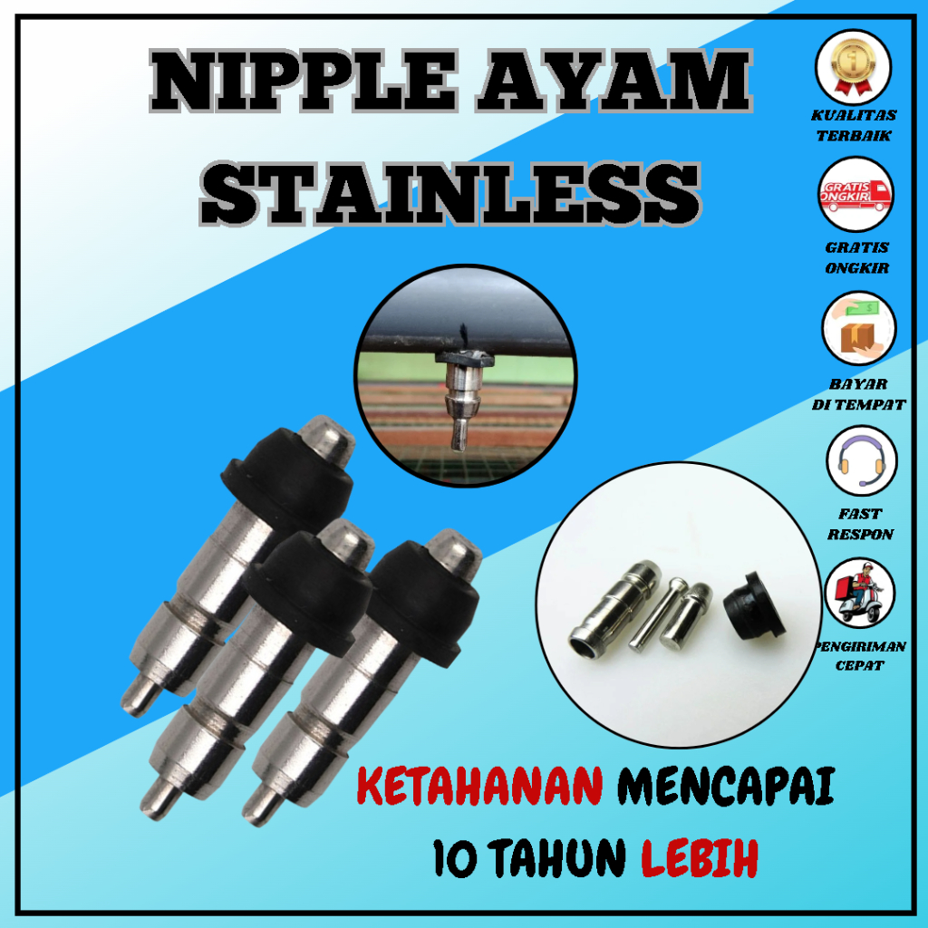 Nilpe Nipel Nepel Puyuh Ayam Stainles Drinker Tempat Minum Ayam Puyuh Broiler Stainlees Niple Puyuh 