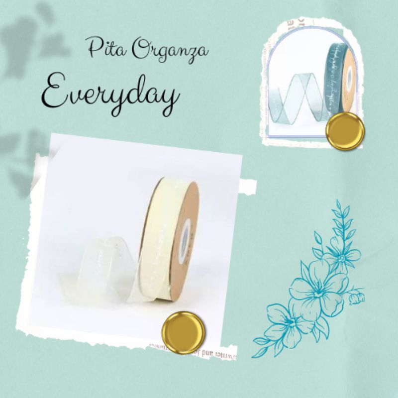 

5 Yard ( 4,5cm )-Pita Organza Motif Everyday-Pita Kado-Pita buket