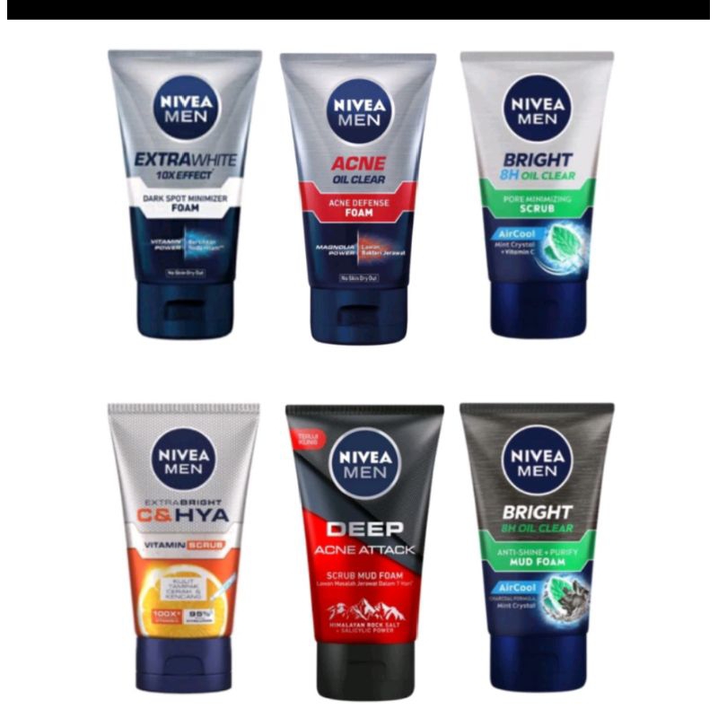 NIVEA MEN Cleansing Foam/ Face Scrub 100ml-Sabun Muka Pria | Sabun Cuci Muka Pria | Pembersih