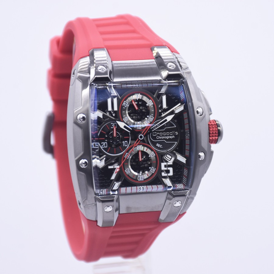 CROCODILE CM-048G34J Jam Tangan Pria Chronograph Rubber Merah