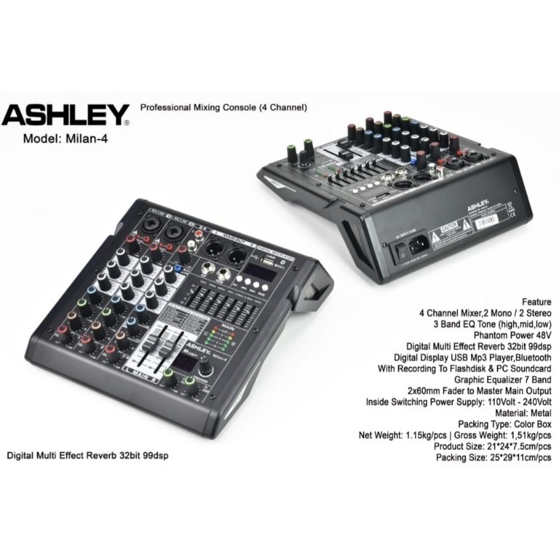 Mixer Audio ASHLEY MILAN-4 ORIGINAL 4CH NEW 32bit 99DSP