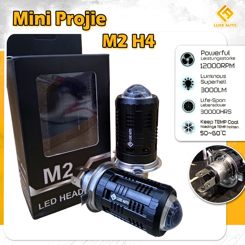 Lampu M2 LED H4 Mini Projie LED HEADLIGHT