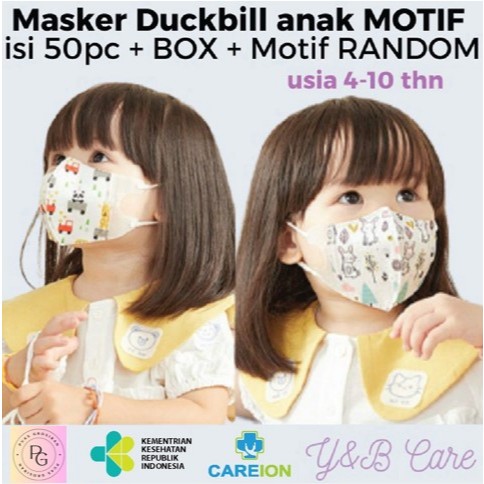 Masker Duckbill Anak isi 50pcs MOTIF Gambar 3ply