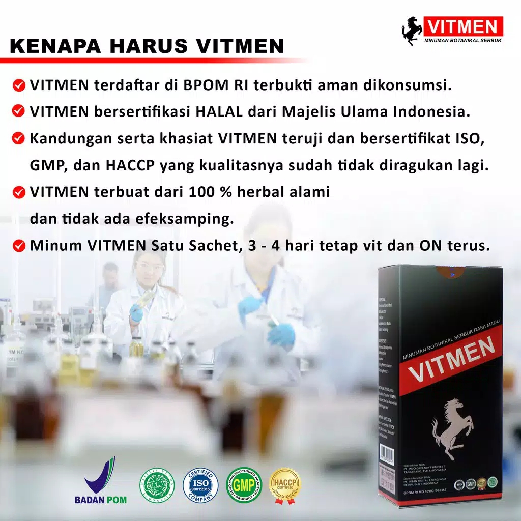 VITMEN MINUMAN OBAT KUAT PRIA TAHAN LAMA KESUBURAN 100% ALAMI 5 SACHET ORIGINAL