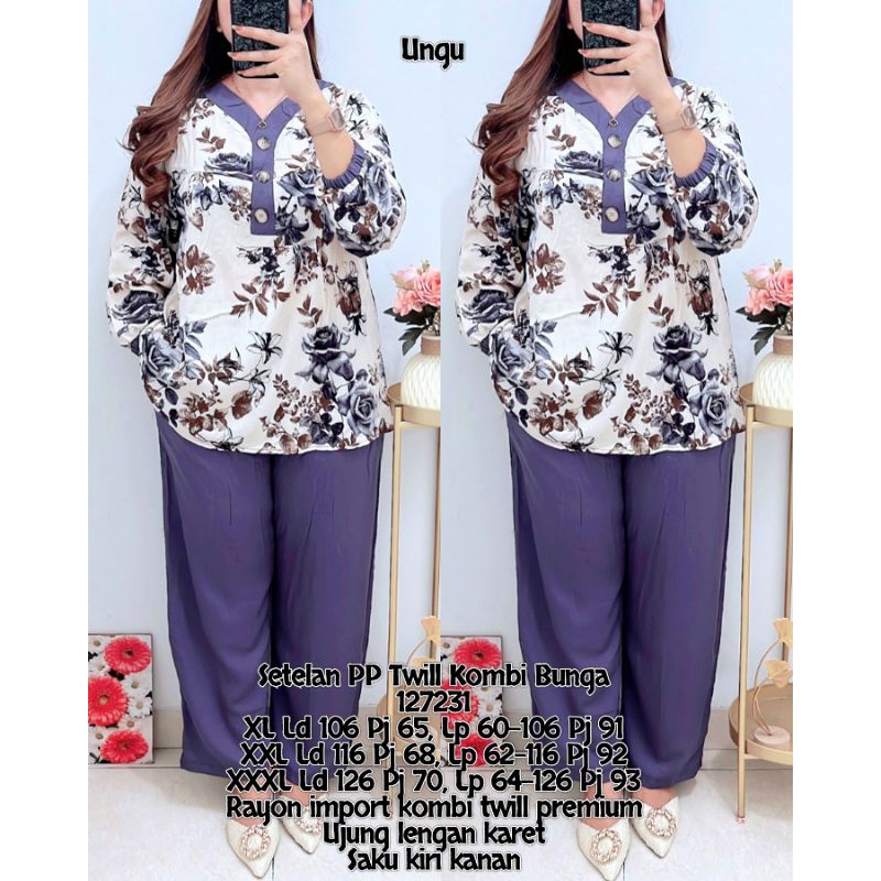 Set 127231 Setelan PP Twill Kombi Bunga 127231