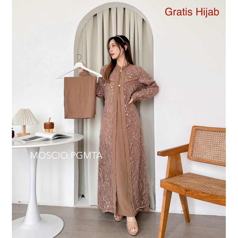 Hayya Dress Set Hijab Bella square Set Hijab Gamis Hayya M L XL Fashion Muslim Wanita Baju Gamis Leb