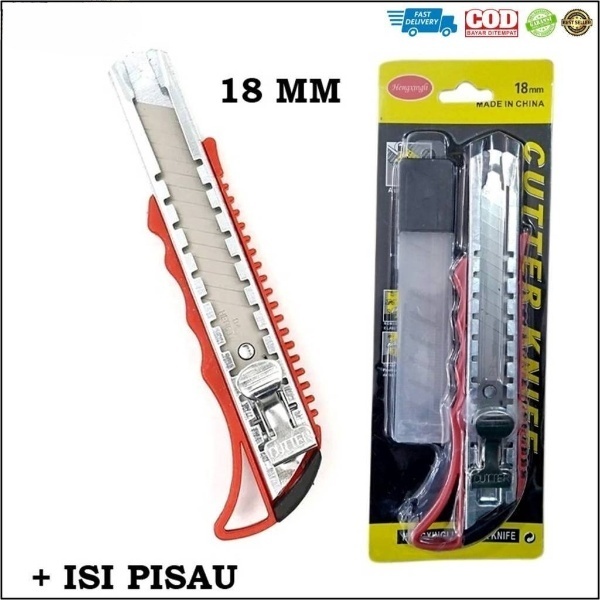 

Pisau Kertas Serbaguna CUTTER + REFILL ESCO Set ES-1887 dengan Body Stainless dan Gagang Plastik