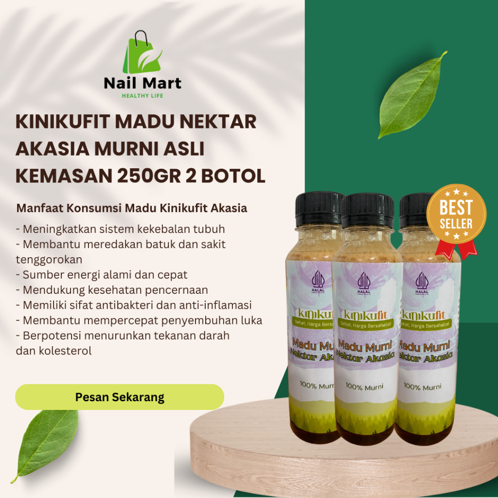 

Kinikufit Madu Nektar Akasia Asli Murni Kemasan 250gr - Paket 3 Botol