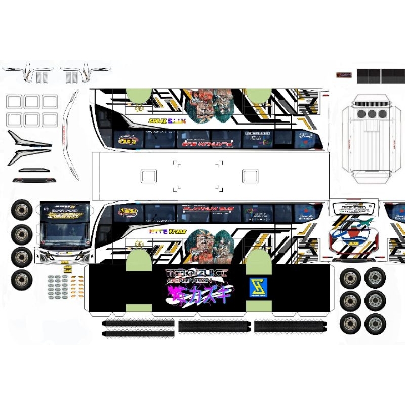 lembaran papercraft bus skala 50 ntts trans mecca laminasi non laminasi