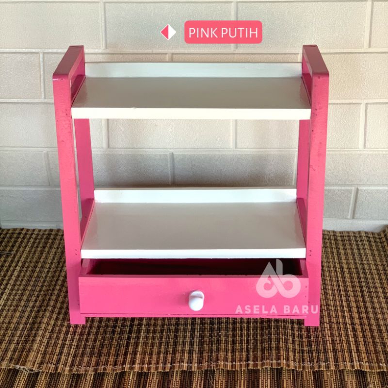 [PINK PUTIH] Rak Bumbu Dapur 2 Tingkat variasi Laci WARNA WARNI SERBAGUNA DAN MINIMALIS Dapat disesu