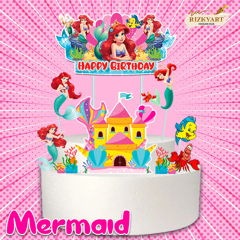 cake Topper/Topper kue ultah MERMAID/Hiasan kue MERMAID XTRA