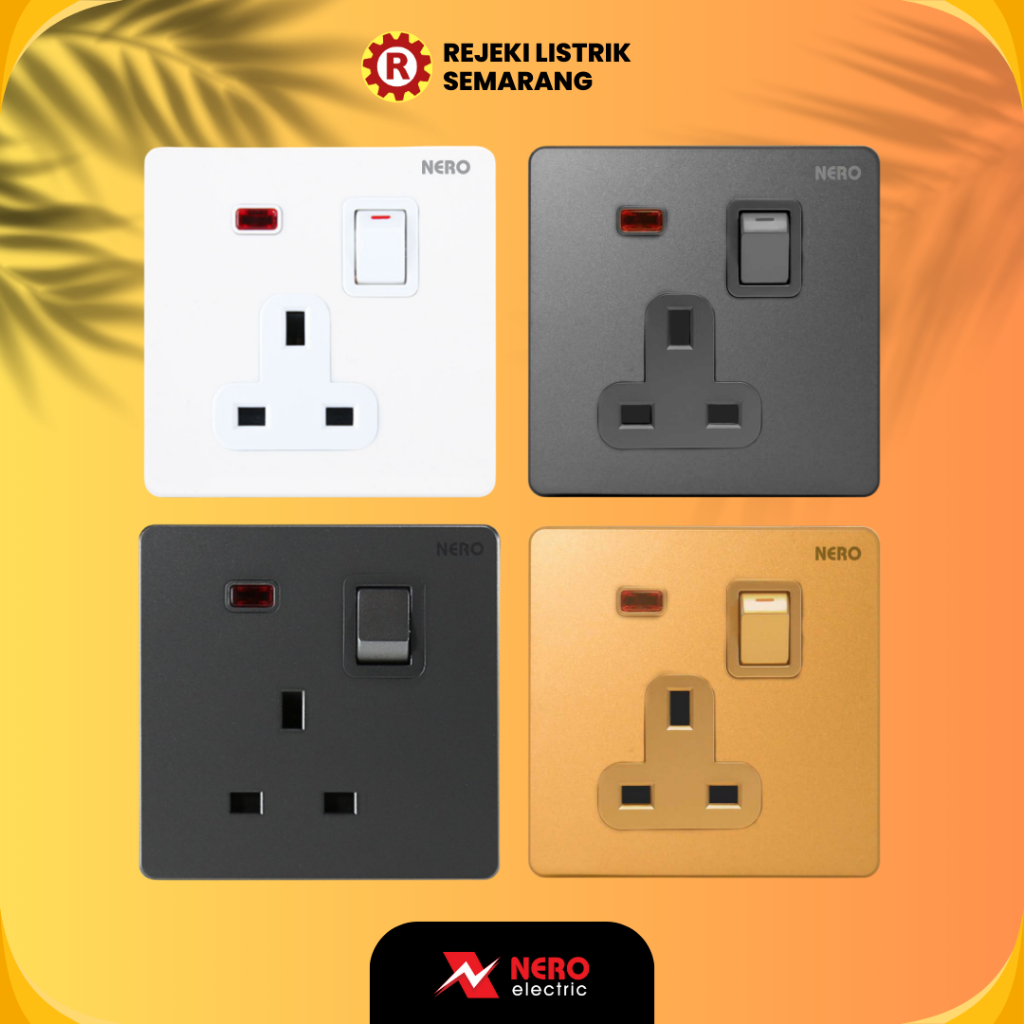STOP KONTAK AC INBOW DENGAN SWITCH DAN PENGAMAN, MINIMALIS, MERK NERO CASA  X21311VD WARNA PUTIH, GR