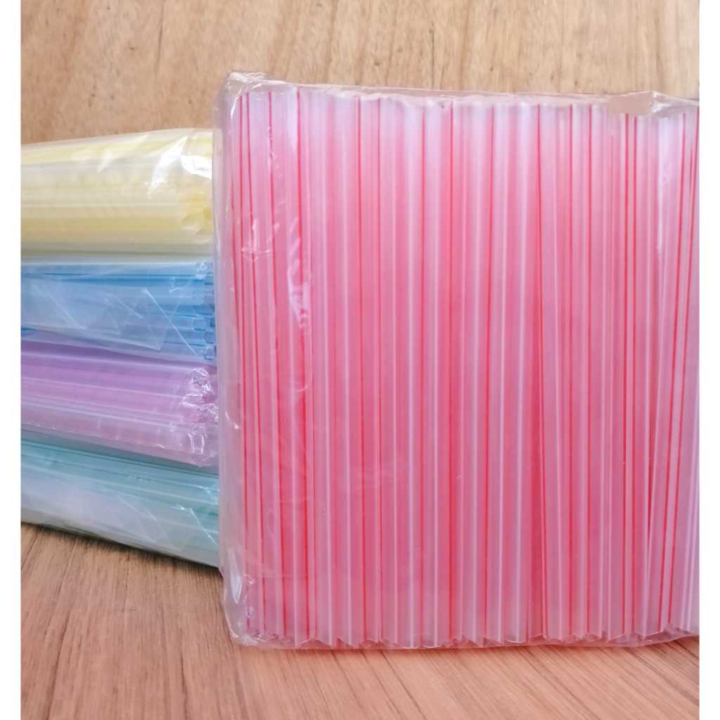 Sedotan Pop Ice 6 mm Sedotan Boba 8 mm Boba Besar Sedotan Es Panjang 18 cm Bening Motif Garis