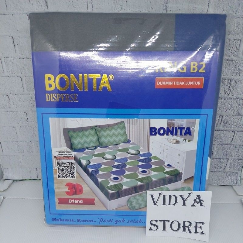 Bonita disperse sprei ukuran kingB2/180x200 motif erland 3D bahan halus di jamin tidak luntur