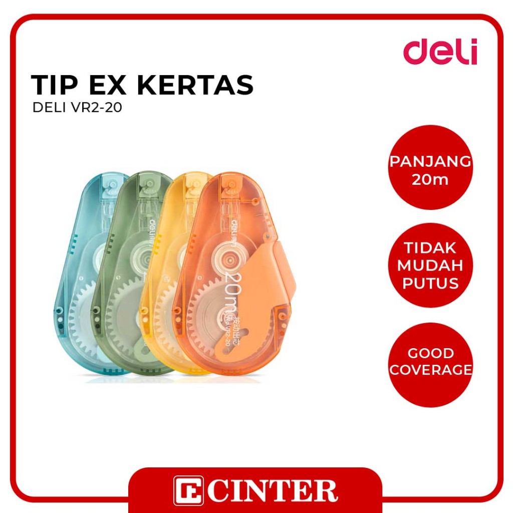 

DELI - CORRECTION TAPE / PITA KOREKSI / TIP EX ROLL WARNA LUCU VR2-20 UKURAN 20MX5MM