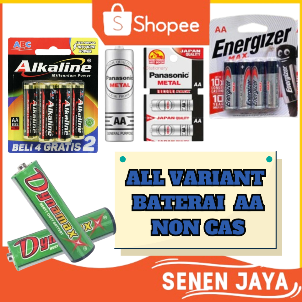 Baterai AA A2 1.5V Energizer Batre AA Non-Cas GP Alkaline Batre Alkaline AA A2 Isi 2 Isi 4 1.5V